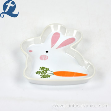 Decoration Stoneware Ceramic Cute Rabbit Shaped Dish